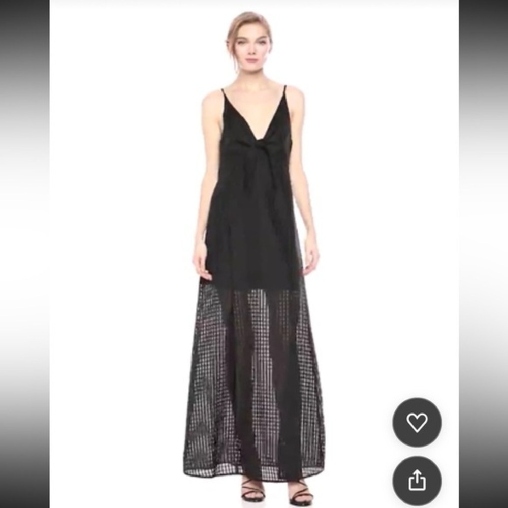 BCBGgeneration Sz 4 babydoll knotted waffle transparent Maxi slip checkered bow